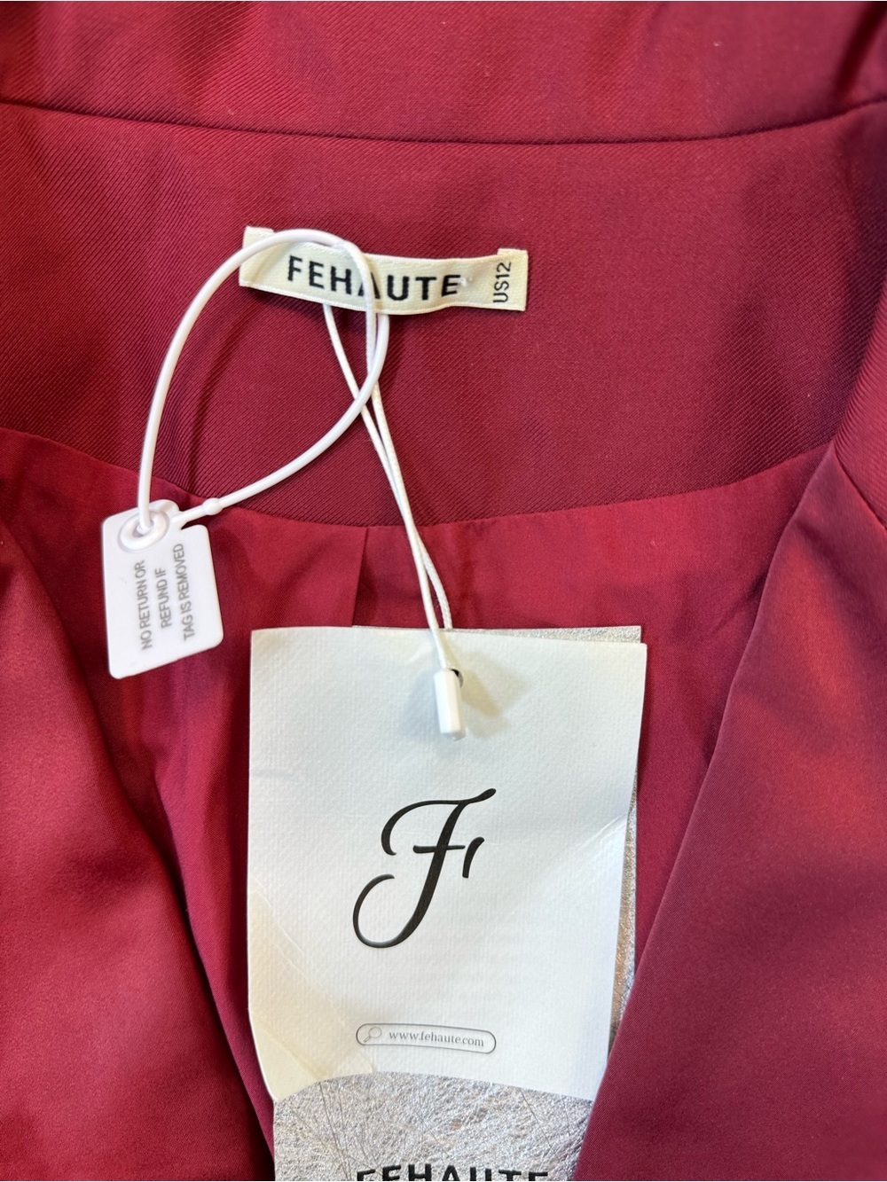 Fehaute Women Wine Red Lapel Collar Long Sleeve Dressy Blazer Size 12 NEW NWT - Picture 6 of 9